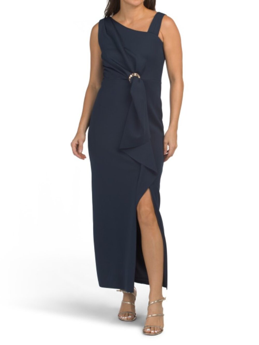 BETSY & ADAM Petite Made In Usa Long Tech Scuba Knit Maxi Dress
